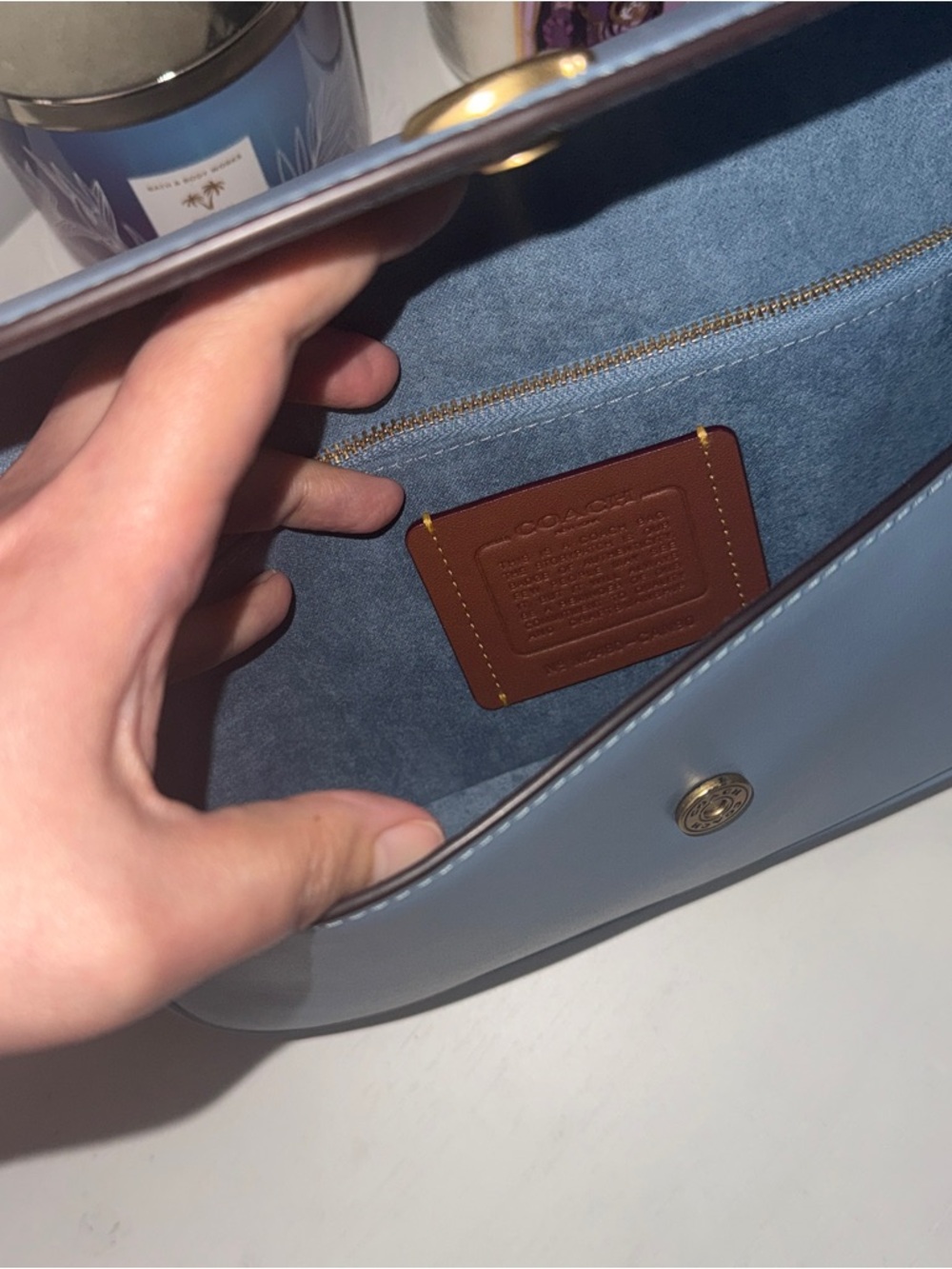 ❌❌SOLD❌❌ Coach Brook Flap Chain Bag Blue Refined Calf Leather Gold Hardware - Picture 8 of 8